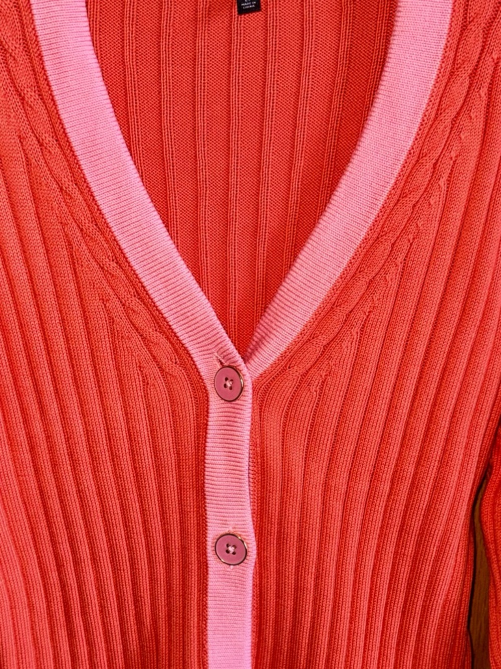 Talbots Ribbed V-Neck Button Front Sweater - Picture 3 of 9